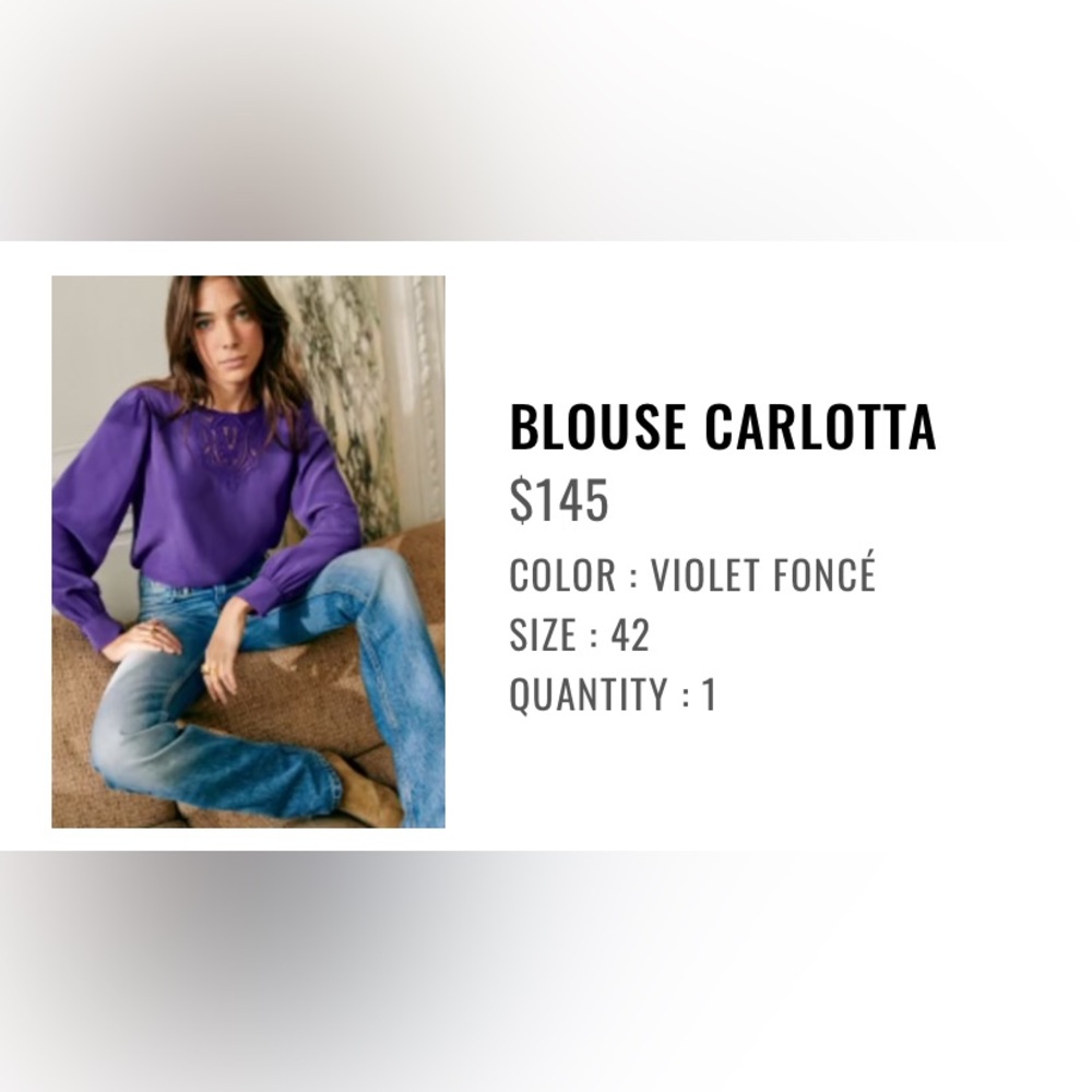 Sezane Carlotta Blouse Violet Foncé - Size 42